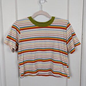 Big Bud | Colorful Cropped Striped Baby Tee Size XS